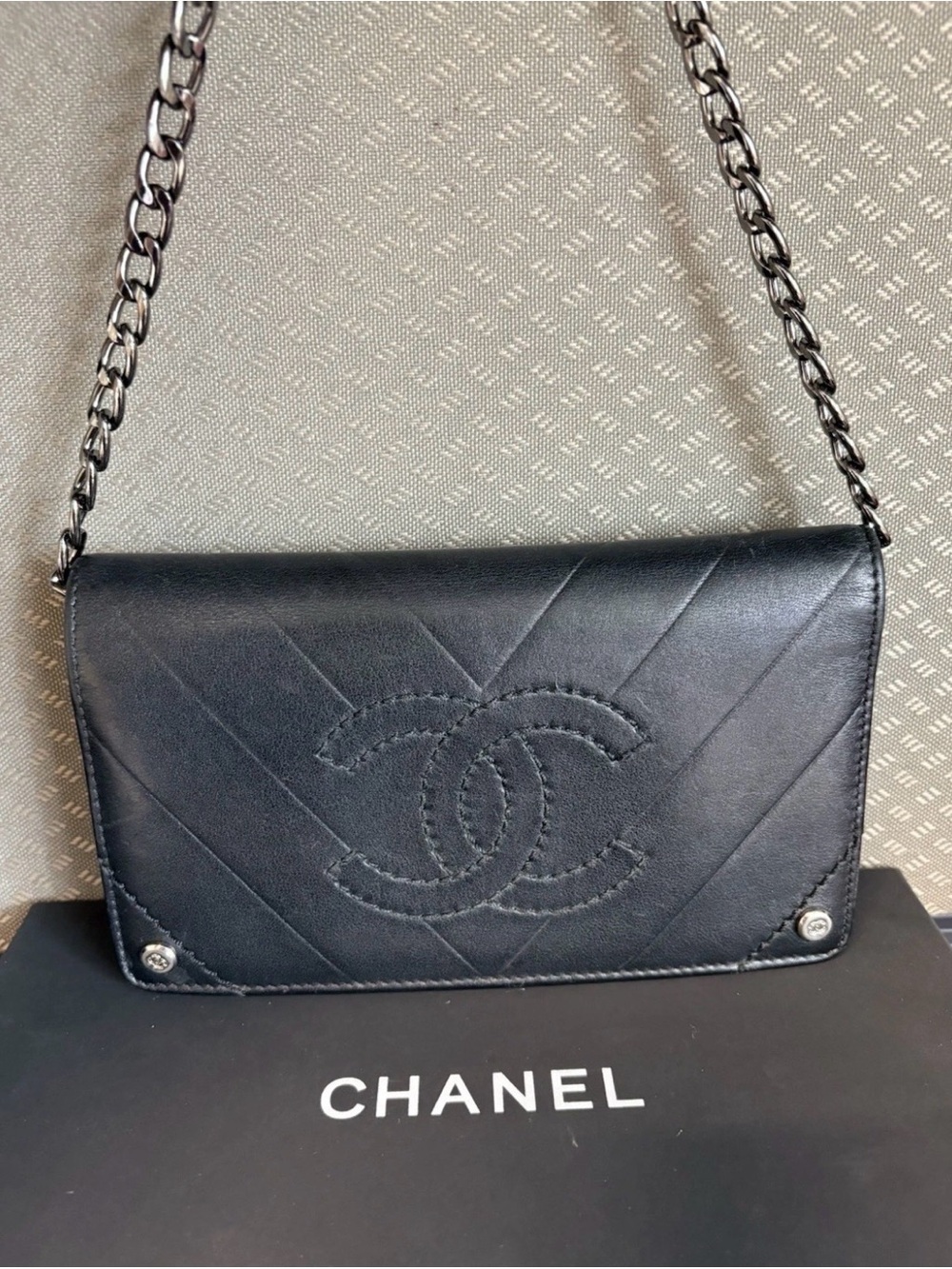 Chanel Black Quilted CC Logo Wallet